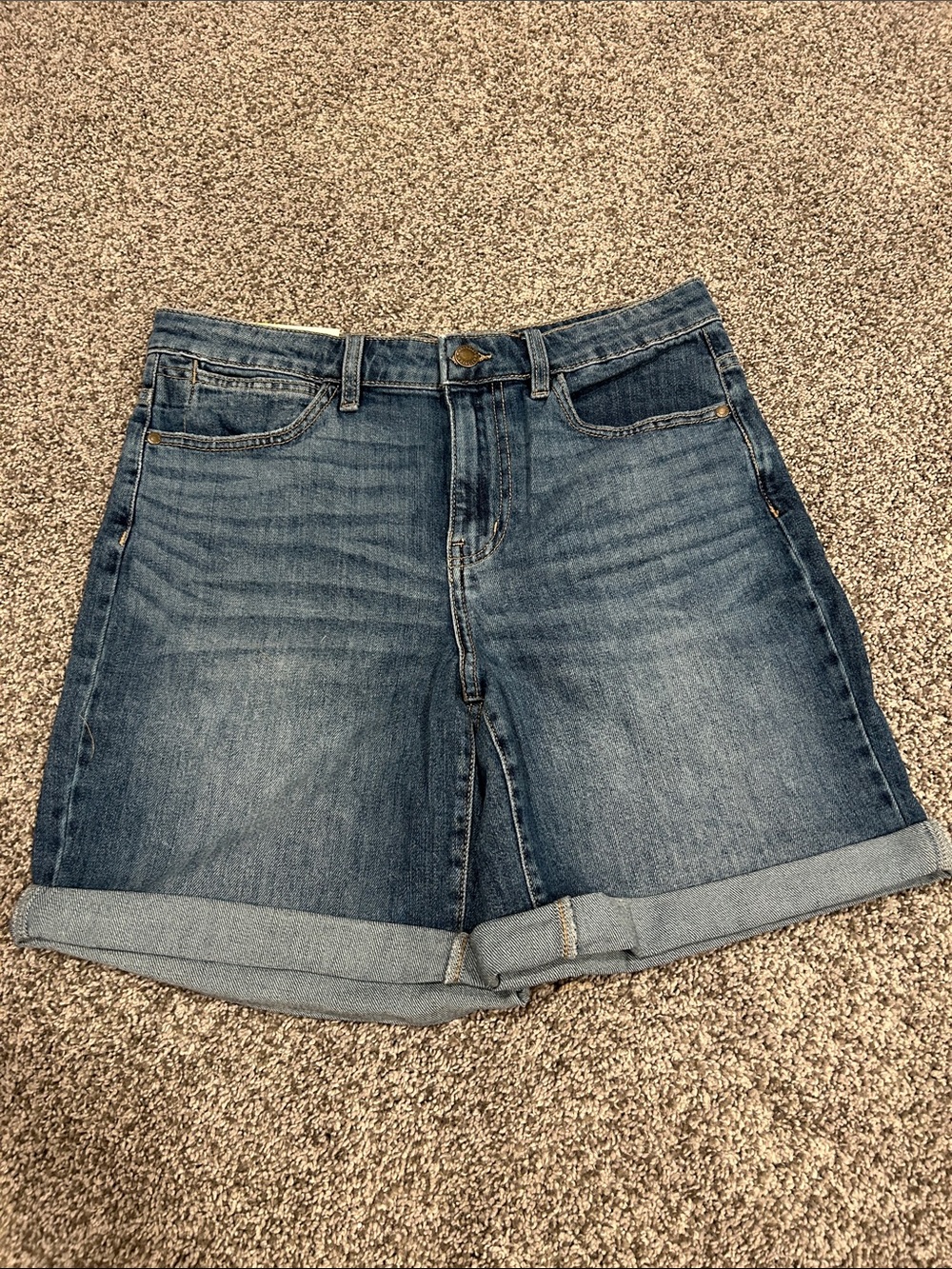 Wrangler Rolled-Hem Mid Blue Denim Shorts 6
